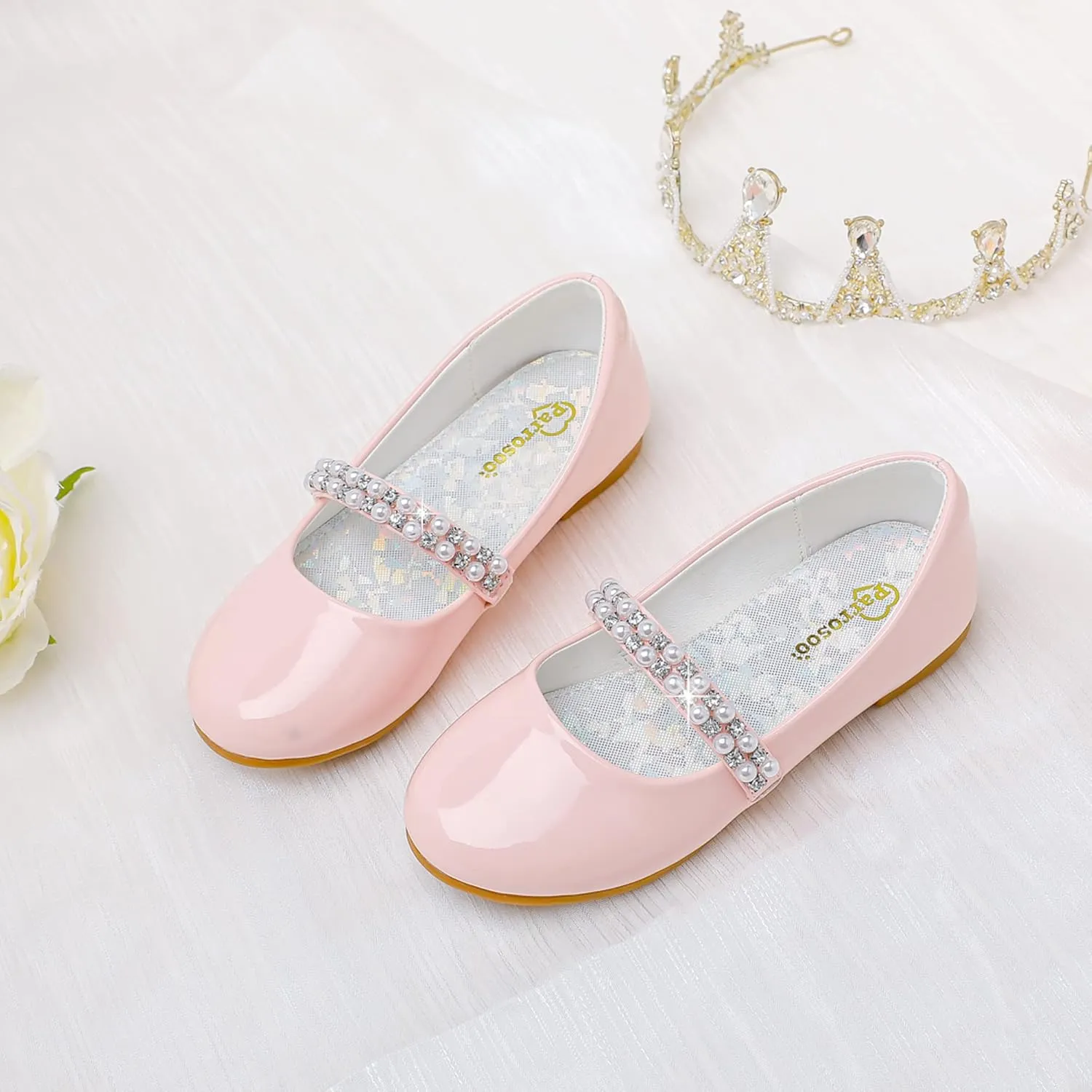 Toddler Girls Dress Shoes Girls Flower Shoes Princess Wedding Party Girls Flats for Little/Big Kids