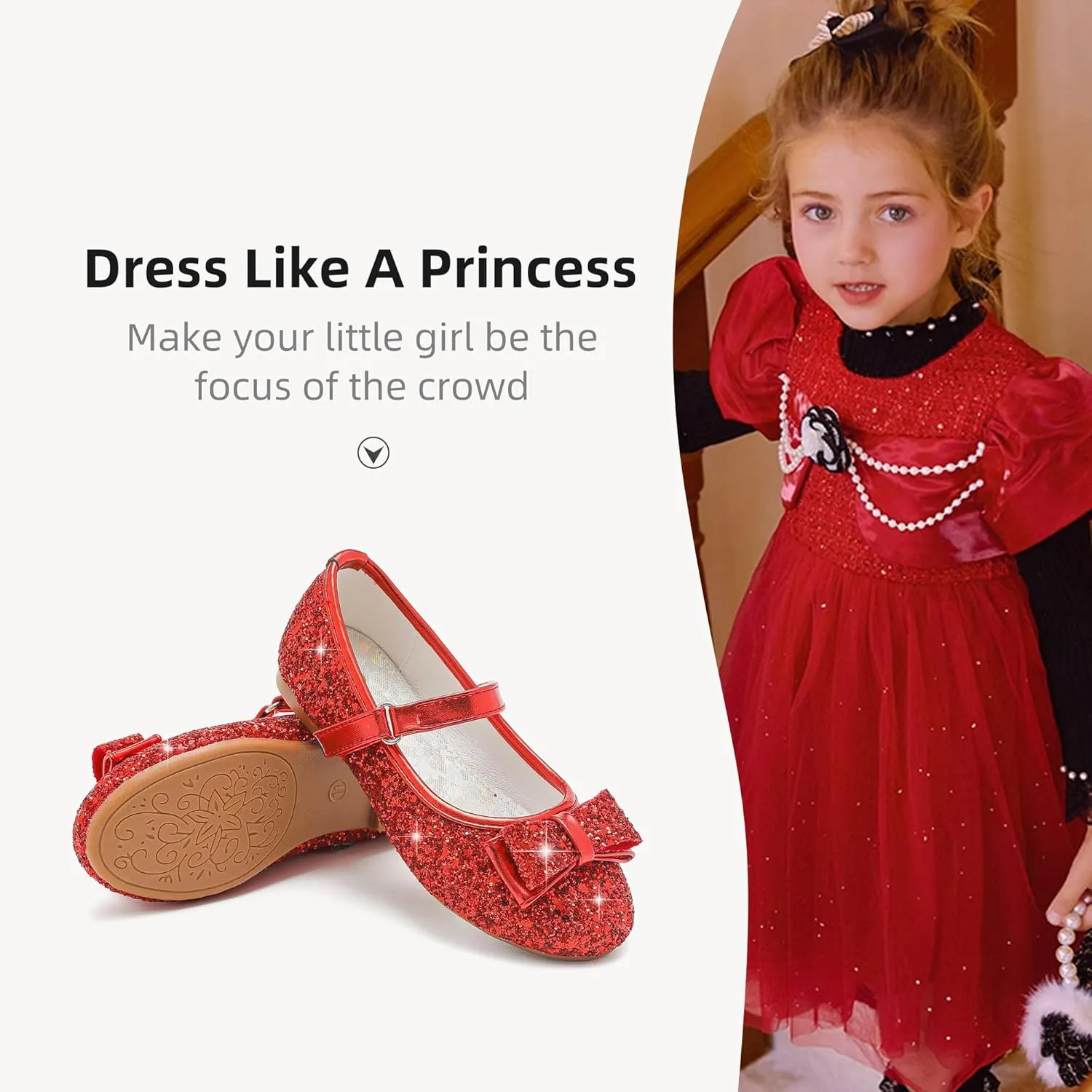Toddler Girls Dress Shoes Girls Flower Shoes Princess Wedding Party Girls Flats for Little/Big Kids