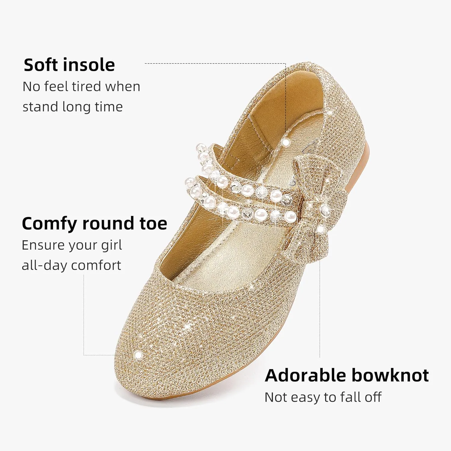 Toddler Girls Dress Shoes Girls Flower Shoes Princess Wedding Party Girls Flats for Little/Big Kids