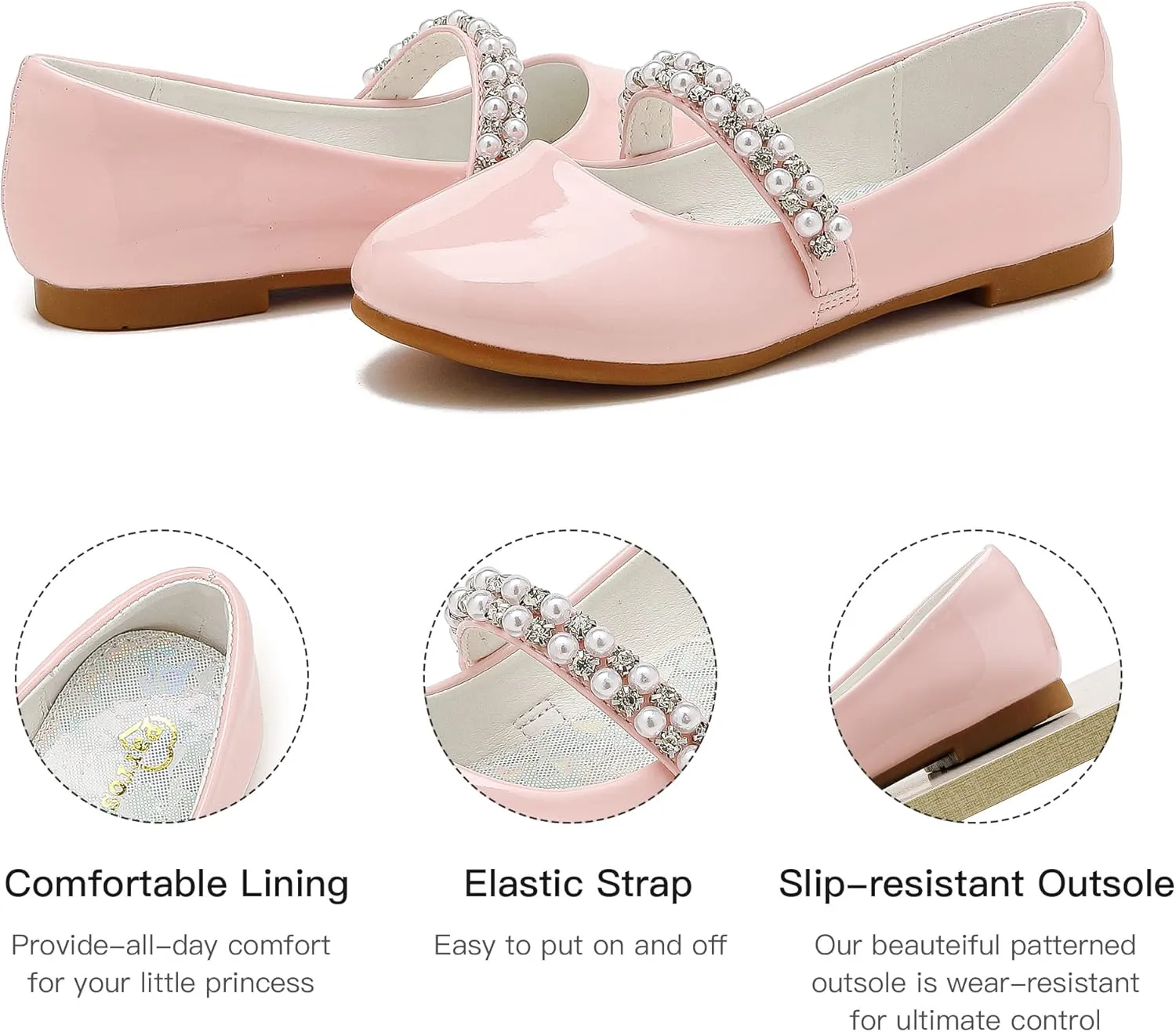 Toddler Girls Dress Shoes Girls Flower Shoes Princess Wedding Party Girls Flats for Little/Big Kids