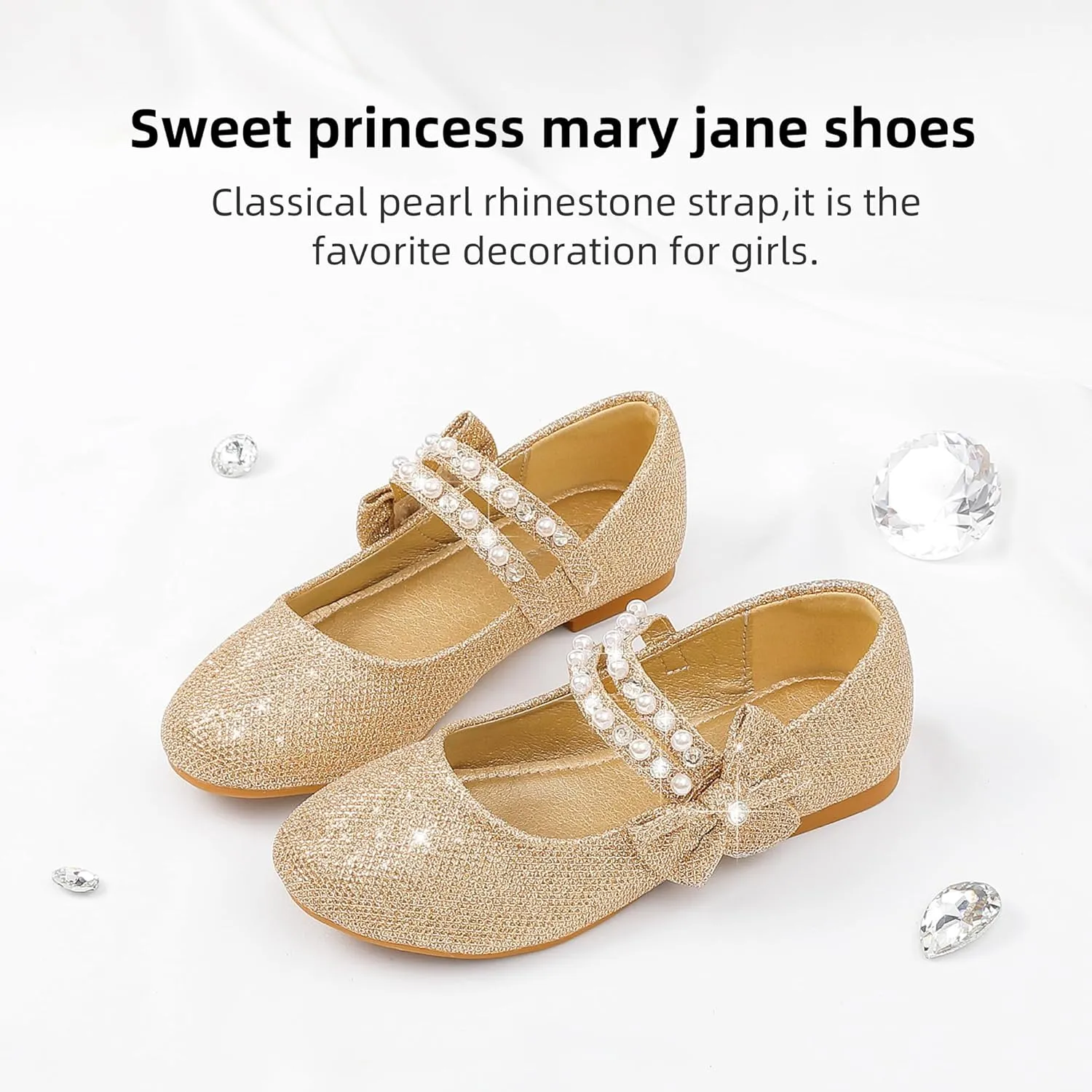 Toddler Girls Dress Shoes Girls Flower Shoes Princess Wedding Party Girls Flats for Little/Big Kids