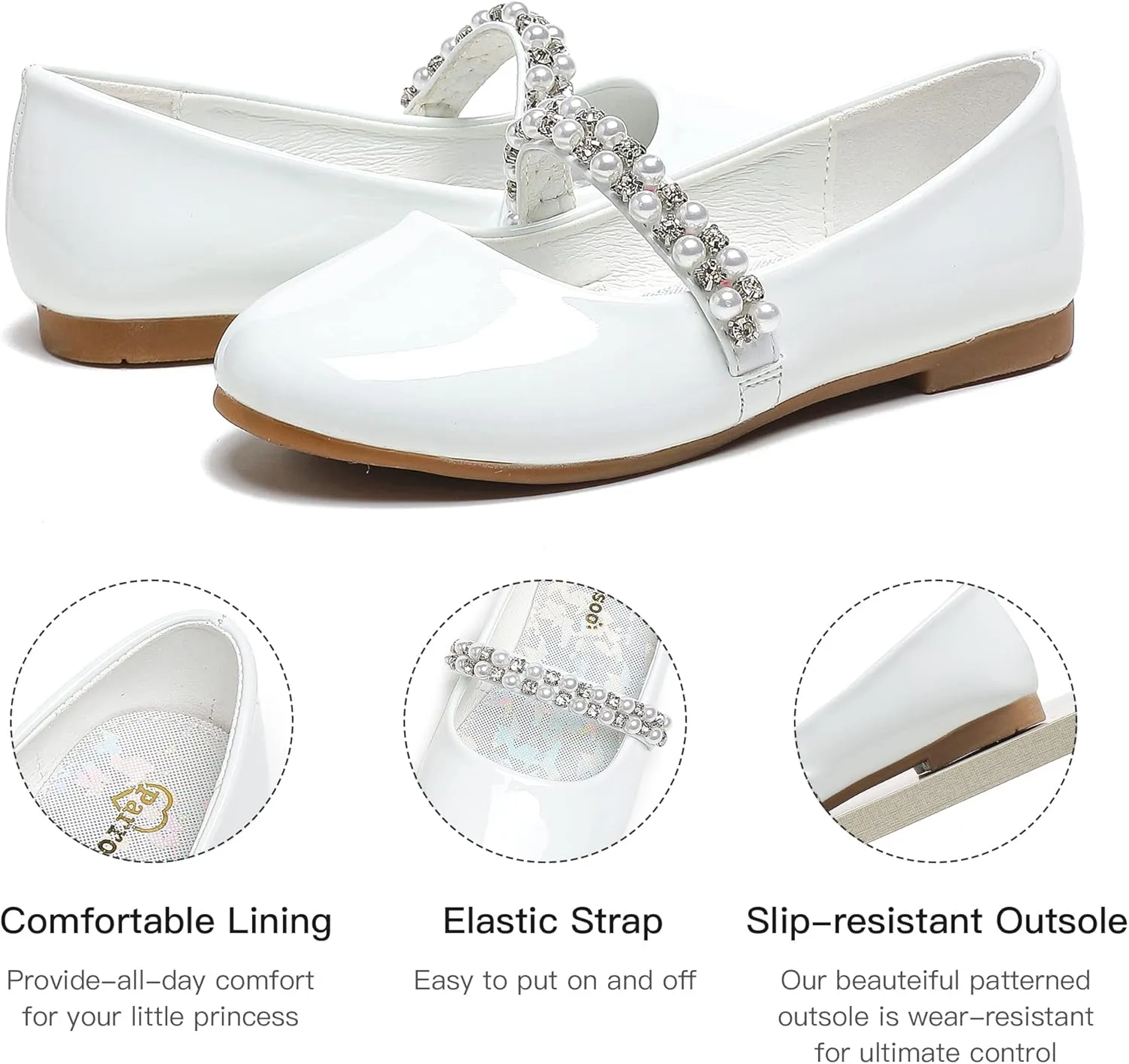 Toddler Girls Dress Shoes Girls Flower Shoes Princess Wedding Party Girls Flats for Little/Big Kids