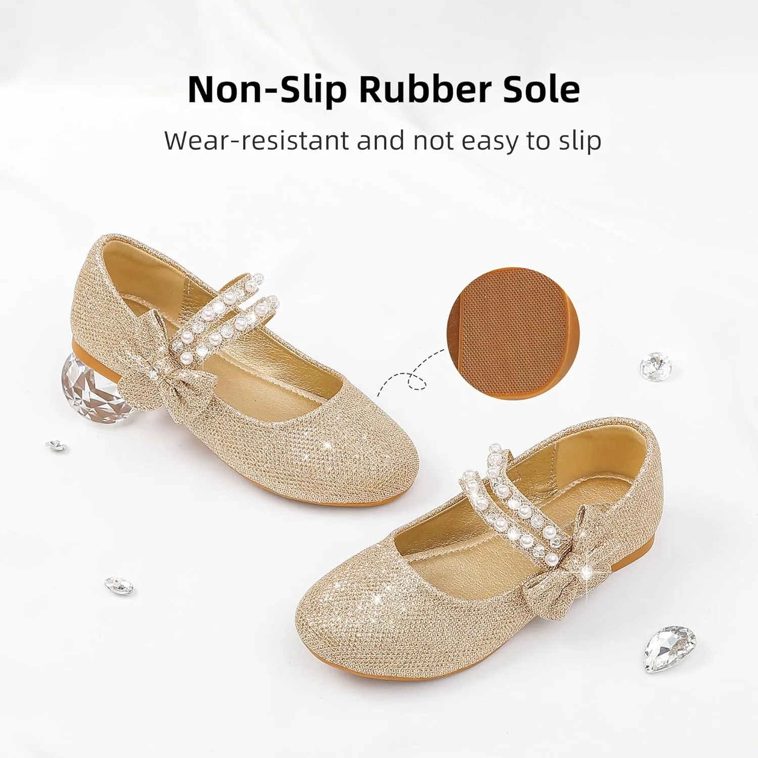 Toddler Girls Dress Shoes Girls Flower Shoes Princess Wedding Party Girls Flats for Little/Big Kids