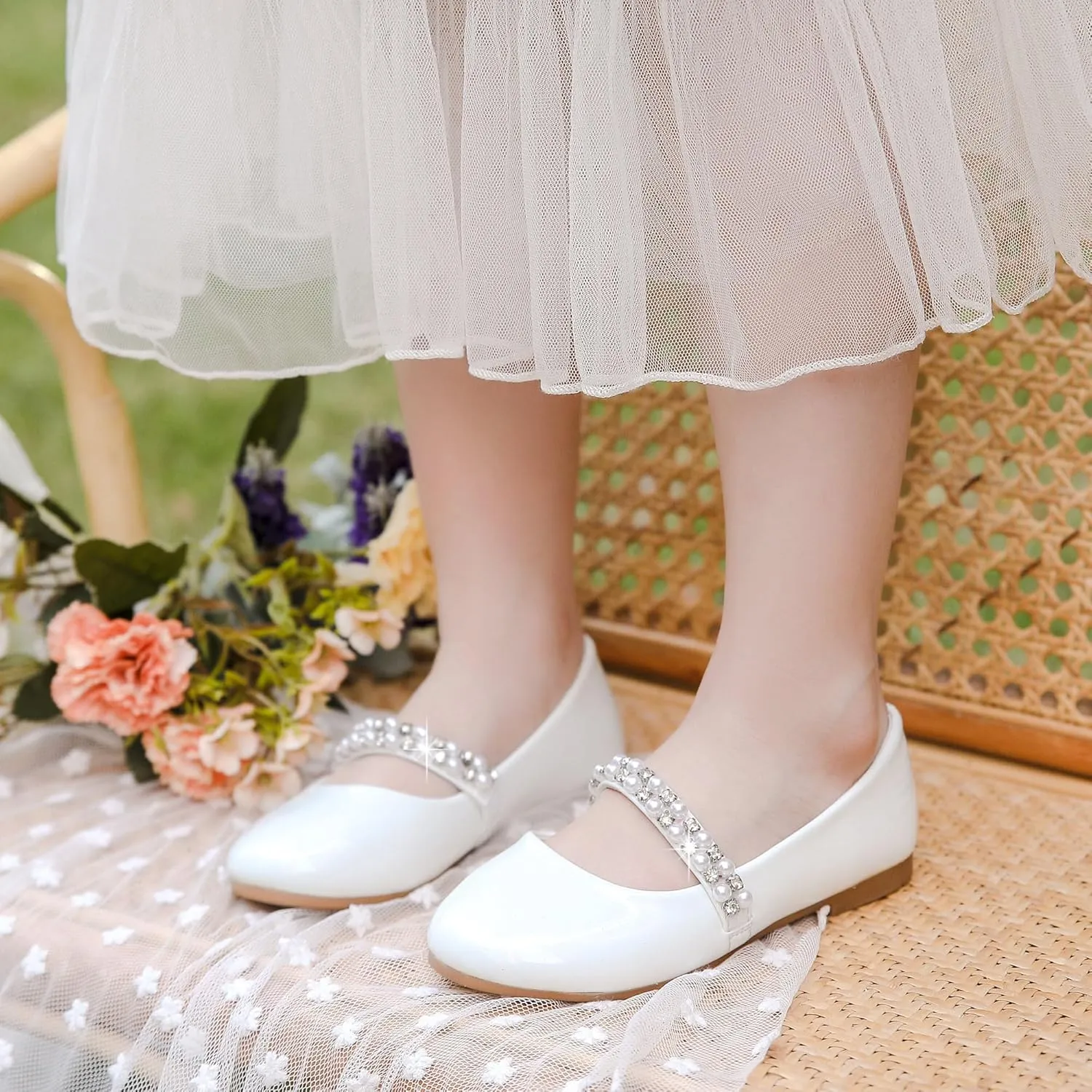 Toddler Girls Dress Shoes Girls Flower Shoes Princess Wedding Party Girls Flats for Little/Big Kids