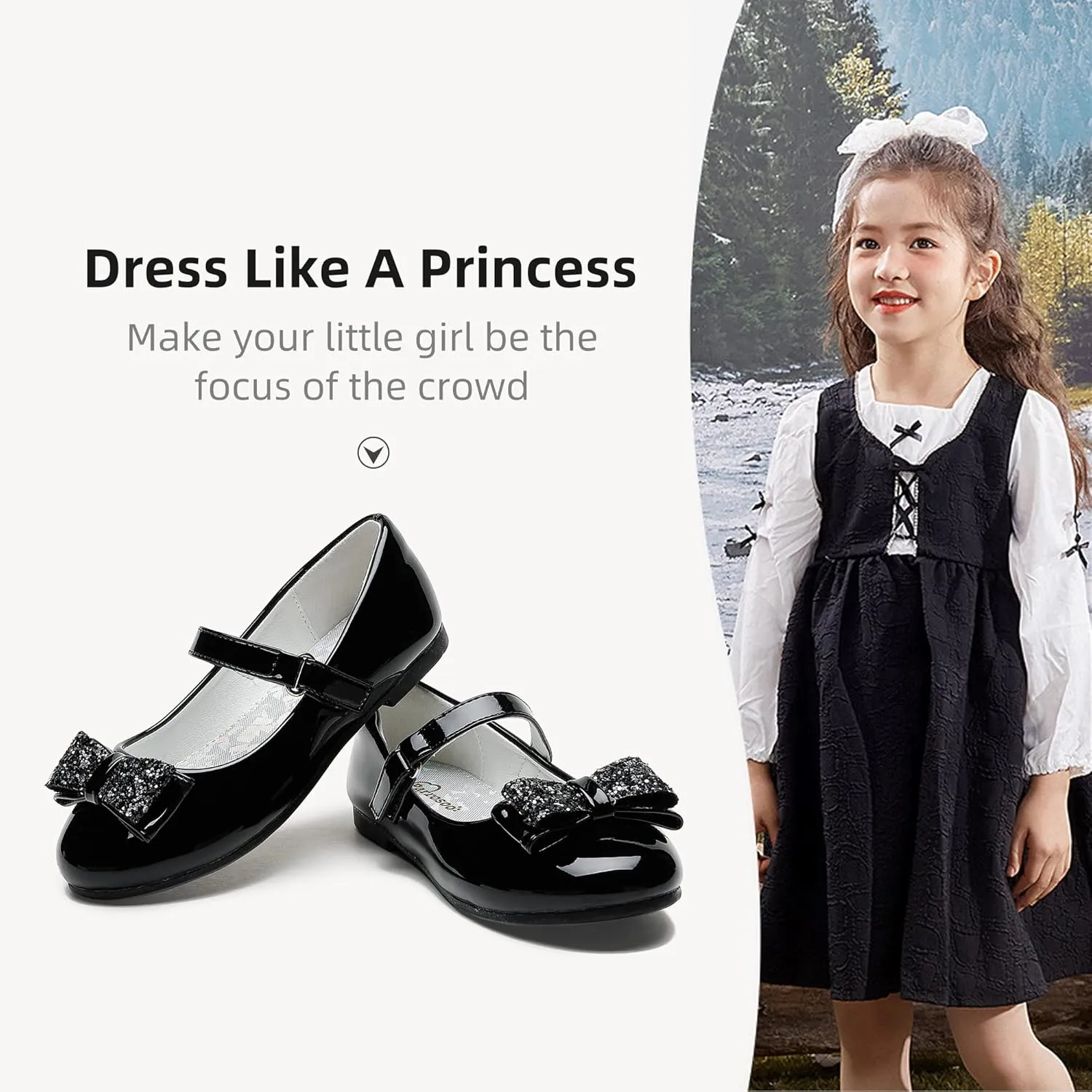 Toddler Girls Dress Shoes Girls Flower Shoes Princess Wedding Party Girls Flats for Little/Big Kids