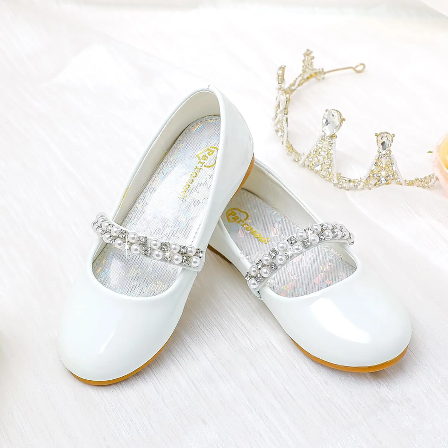Toddler Girls Dress Shoes Girls Flower Shoes Princess Wedding Party Girls Flats for Little/Big Kids