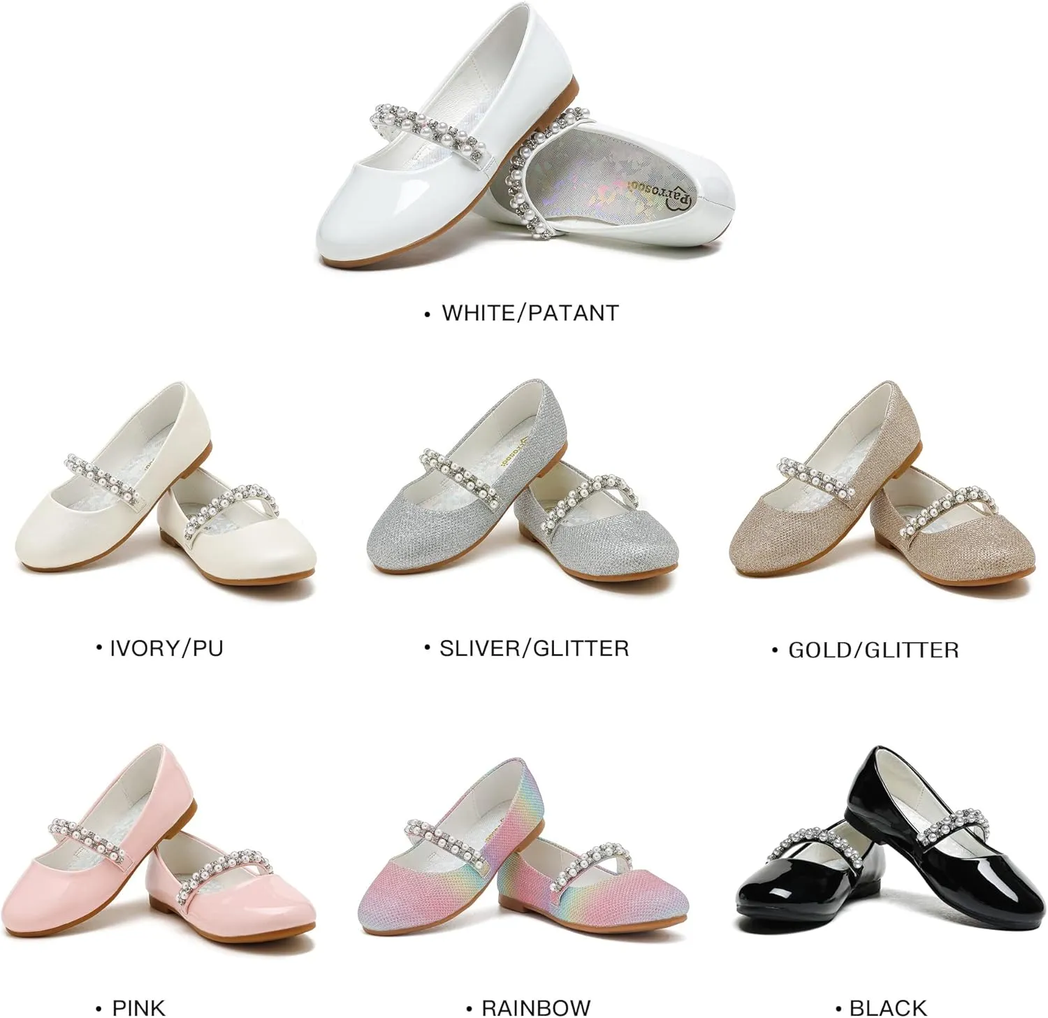 Toddler Girls Dress Shoes Girls Flower Shoes Princess Wedding Party Girls Flats for Little/Big Kids