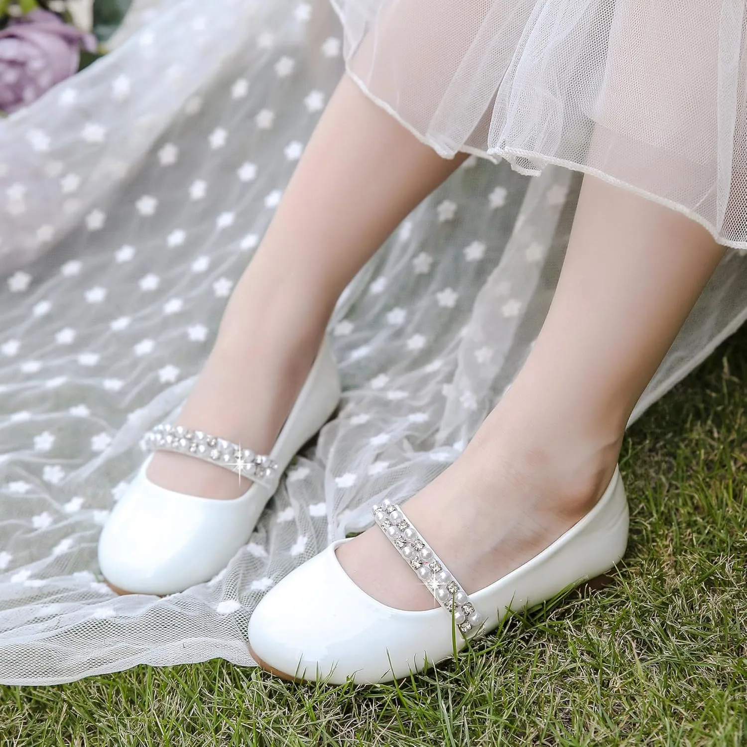 Toddler Girls Dress Shoes Girls Flower Shoes Princess Wedding Party Girls Flats for Little/Big Kids