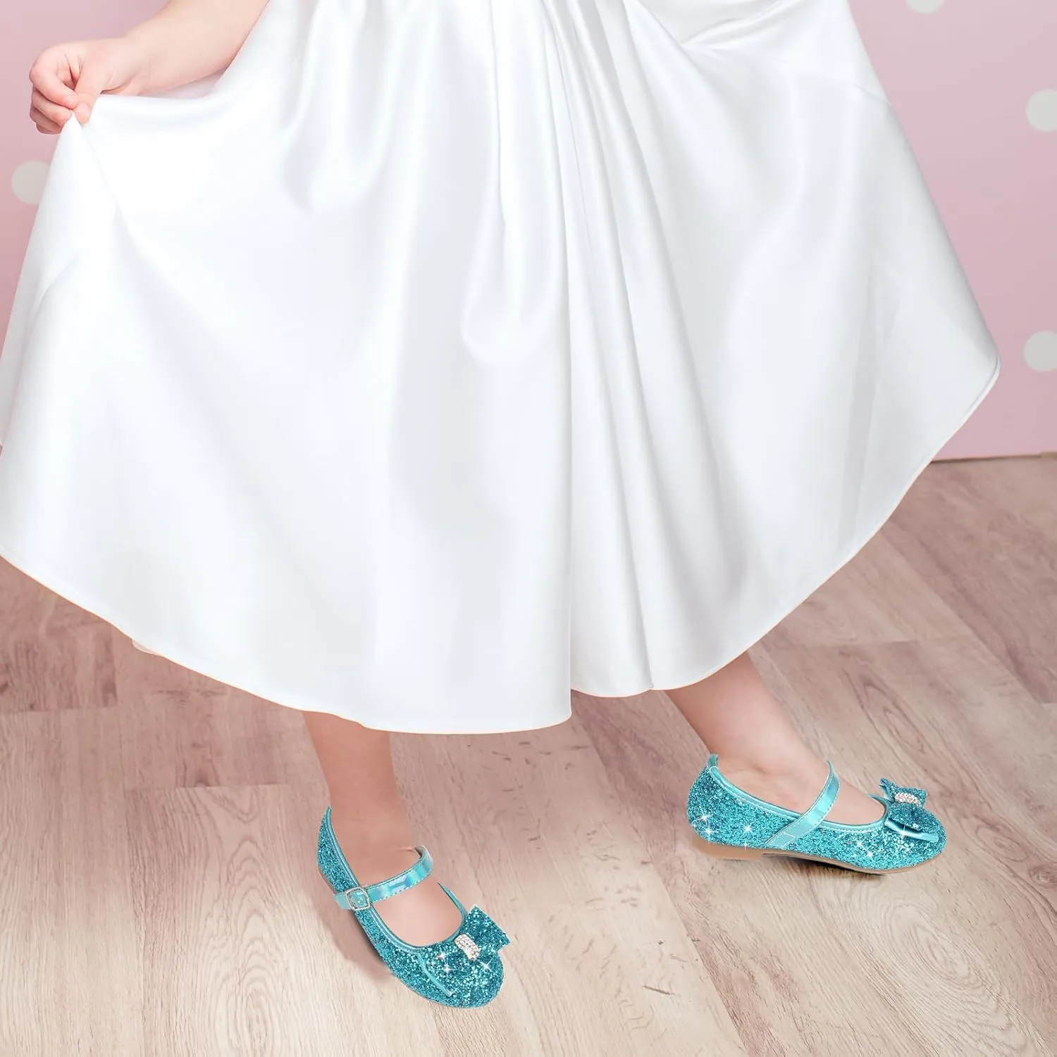 Toddler Girls Flats Mary Jane Shoes Flower Girl Dress Shoes School Wedding Party Ballet Flats for Little Kids