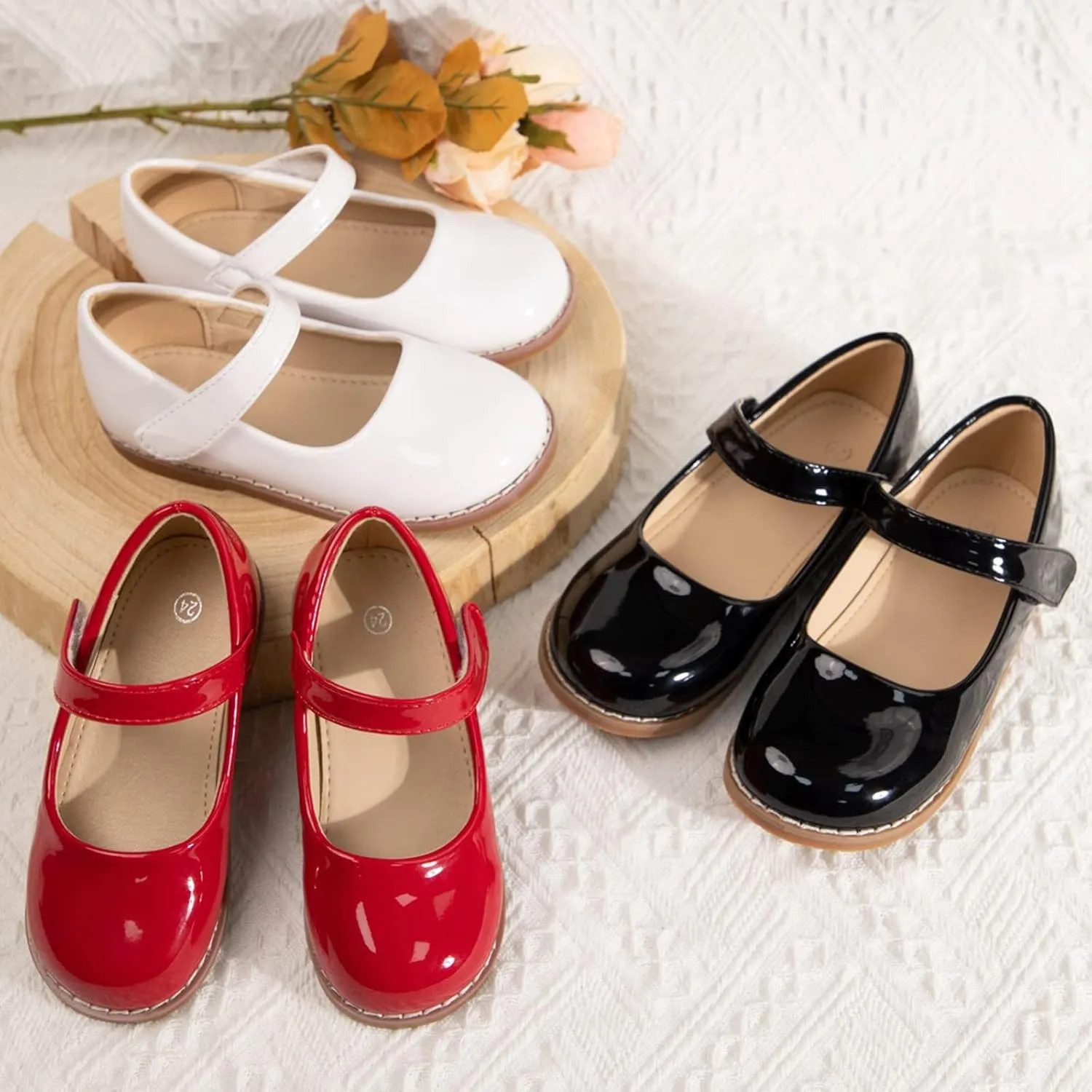 Toddler Girls Mary Jane Dress Shoes Ballet Flats Little Girls Soft Slip-On Bowknot Princess Shoes Wedding Party Casual Walking School Uniform Moccasins Baptism Shoes