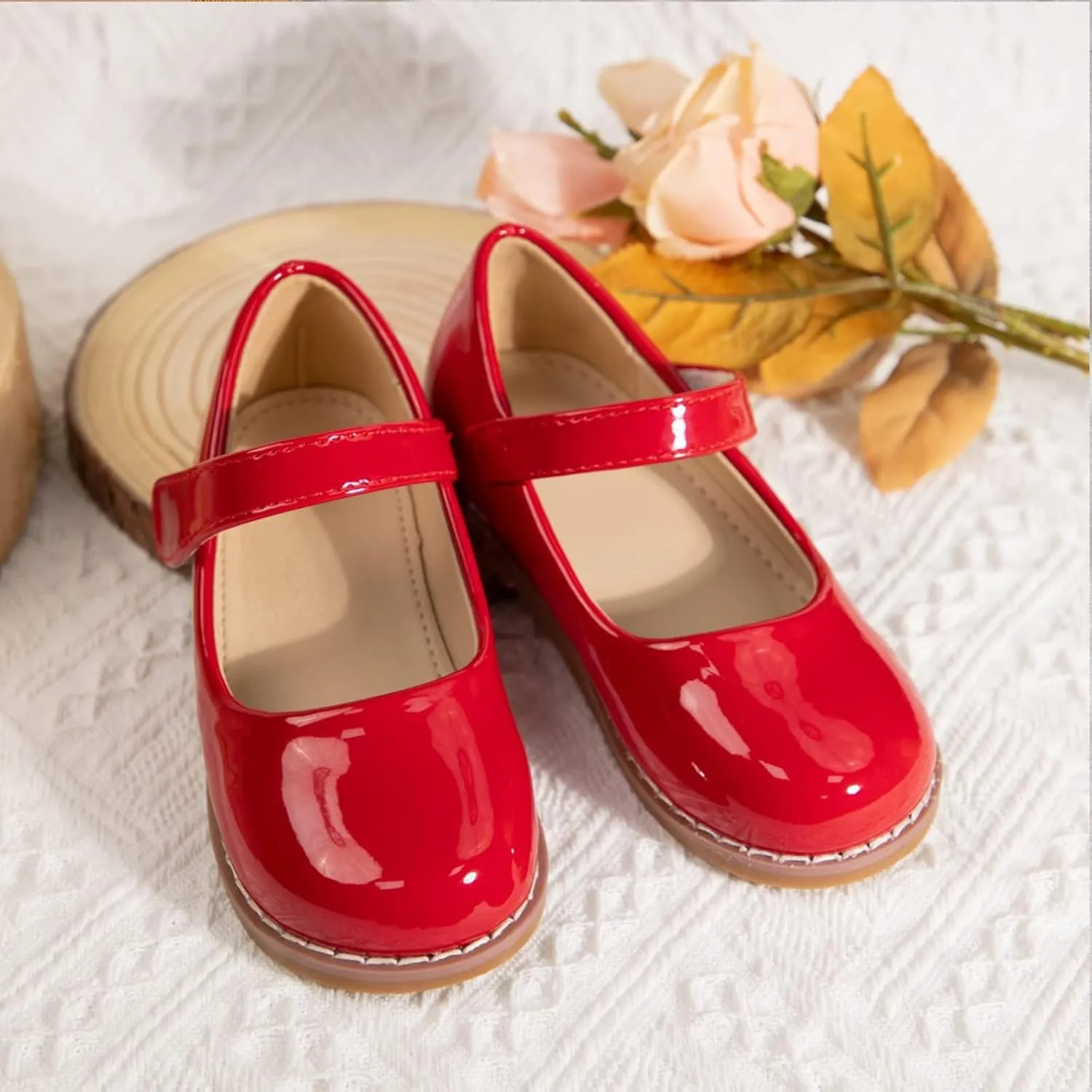 Toddler Girls Mary Jane Dress Shoes Ballet Flats Little Girls Soft Slip-On Bowknot Princess Shoes Wedding Party Casual Walking School Uniform Moccasins Baptism Shoes