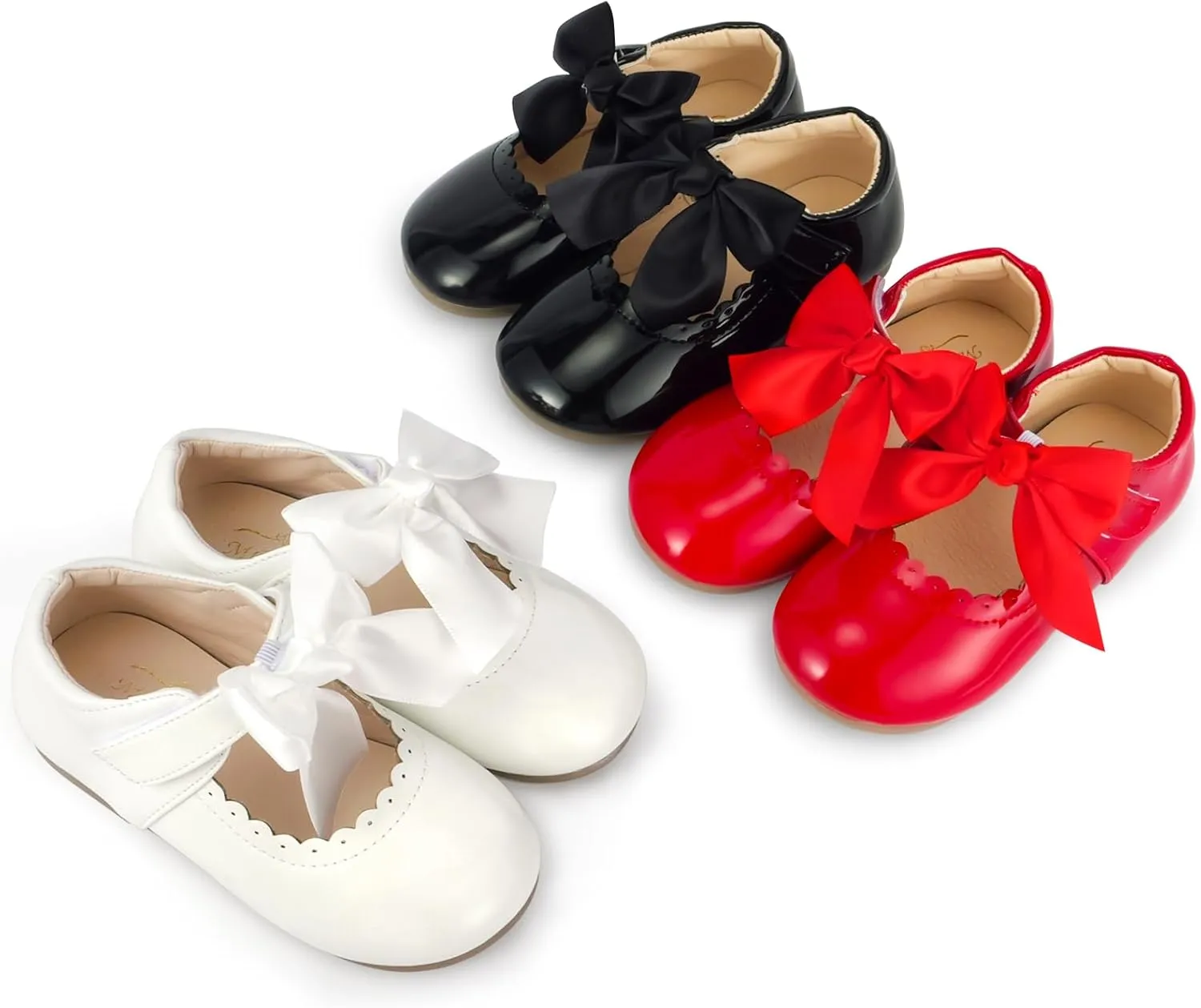 Toddler Girls Mary Jane Dress Shoes Little Kids Ballet Flats Bowkont Flower Wedding Party School Princess Shoes