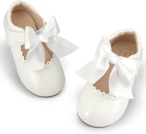 Toddler Girls Mary Jane Dress Shoes Little Kids Ballet Flats Bowkont Flower Wedding Party School Princess Shoes