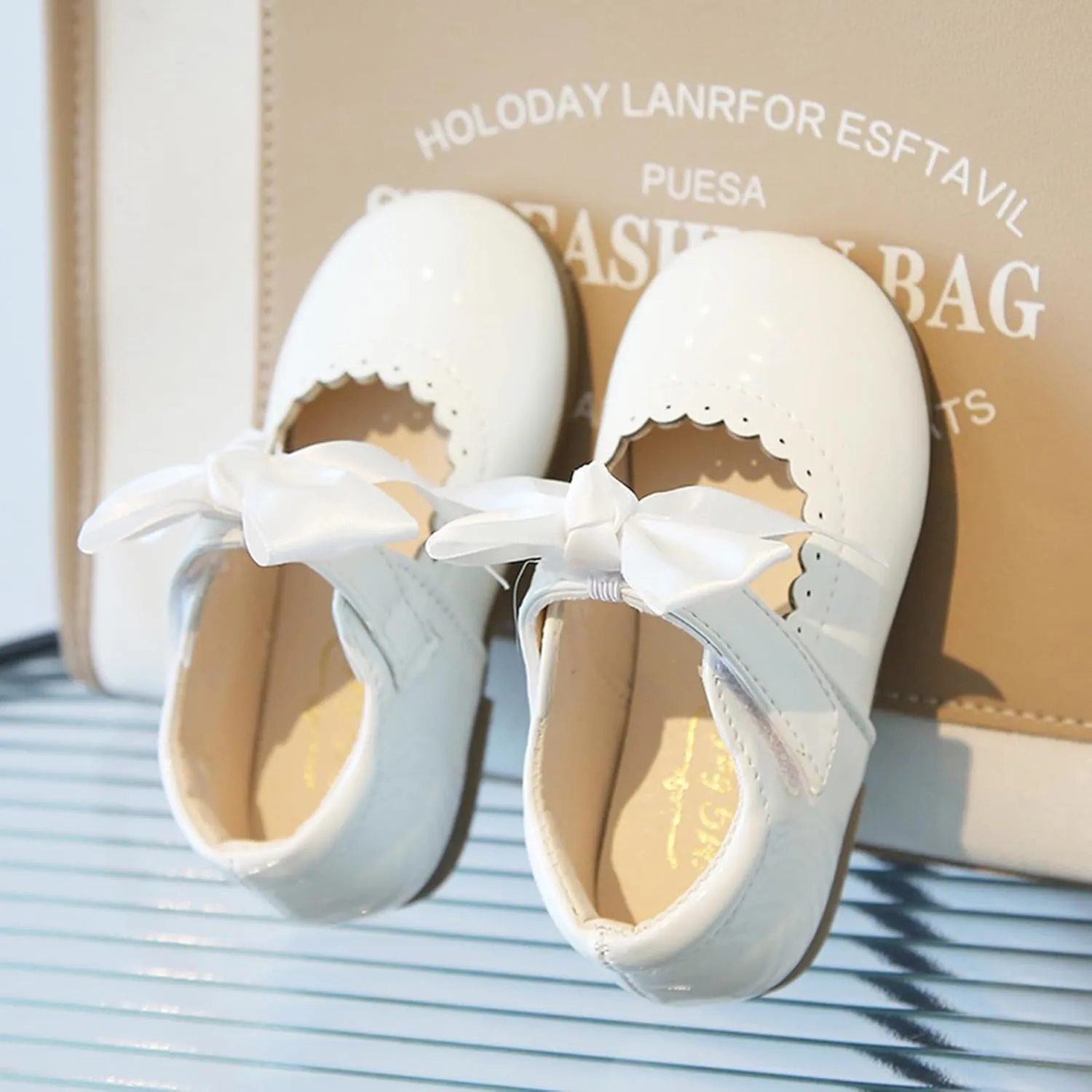 Toddler Girls Mary Jane Dress Shoes Little Kids Ballet Flats Bowkont Flower Wedding Party School Princess Shoes