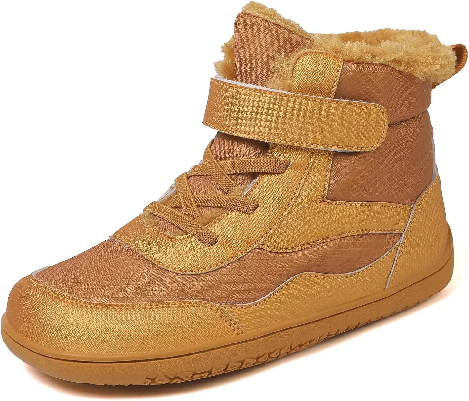 Toddler/Little/Big Kids Barefoot Shoes Girls Boys Winter Wide Toe Box Fur Lined Warm Anti-Slip Minimalist High Top Snow Boots