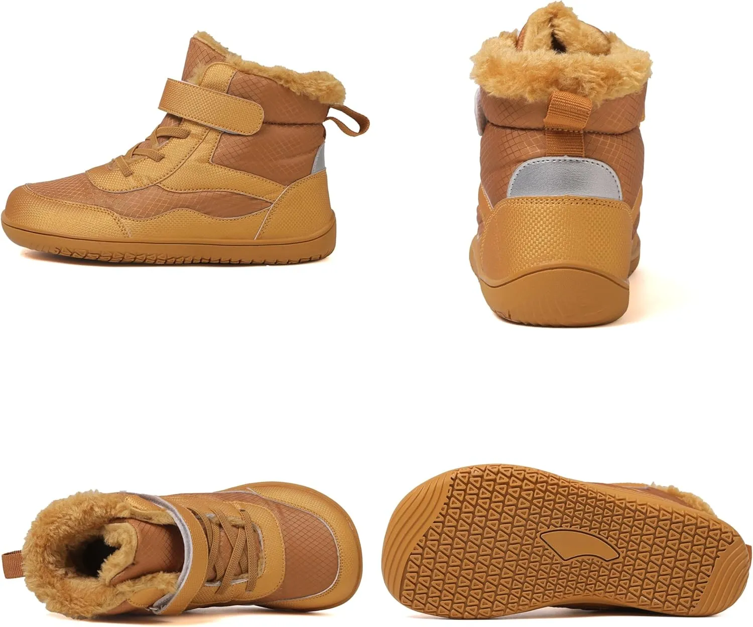 Toddler/Little/Big Kids Barefoot Shoes Girls Boys Winter Wide Toe Box Fur Lined Warm Anti-Slip Minimalist High Top Snow Boots