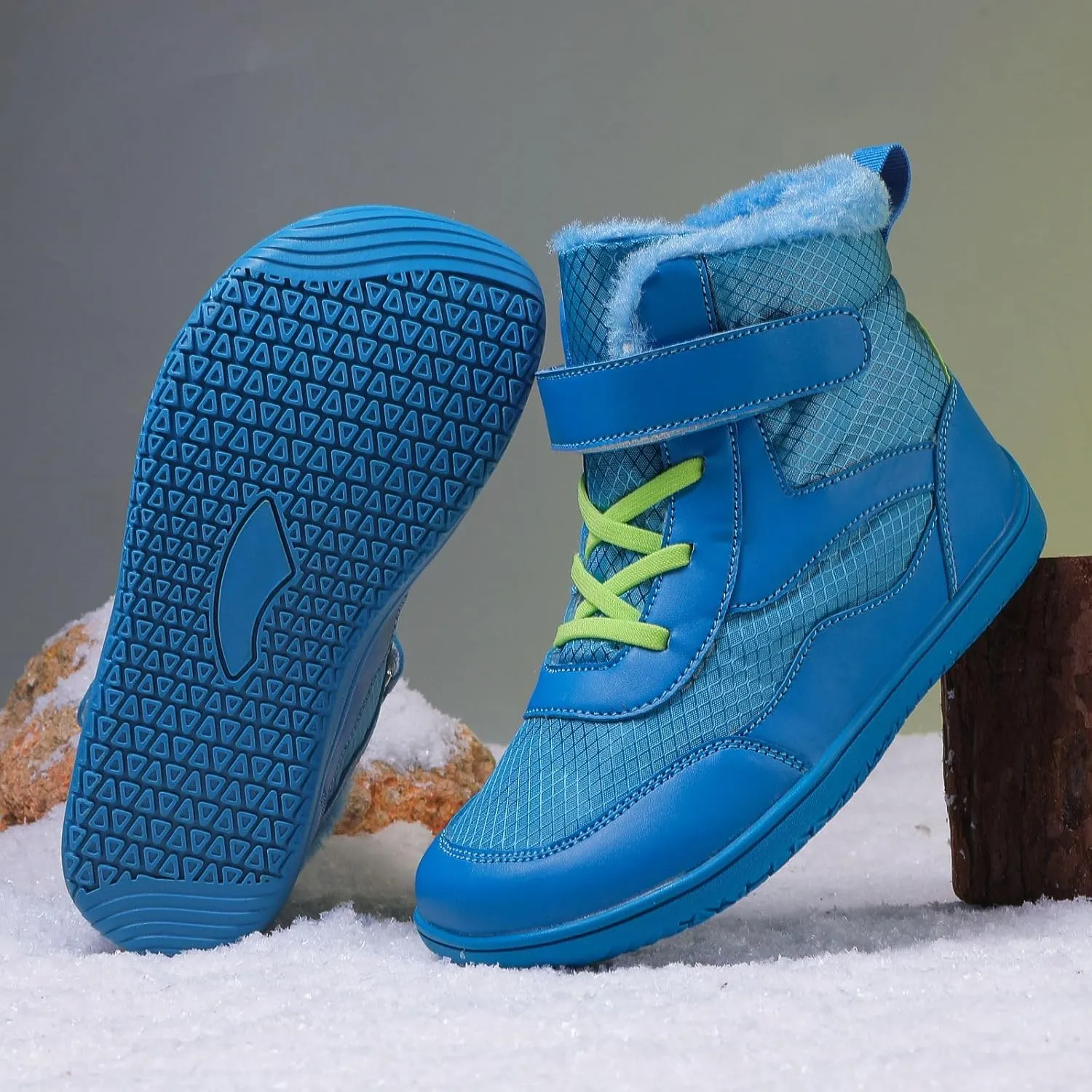Toddler/Little/Big Kids Barefoot Shoes Girls Boys Winter Wide Toe Box Fur Lined Warm Anti-Slip Minimalist High Top Snow Boots