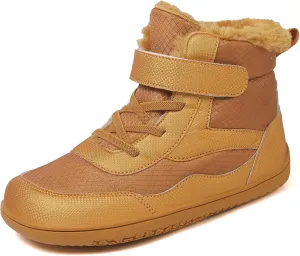 Toddler/Little/Big Kids Barefoot Shoes Girls Boys Winter Wide Toe Box Fur Lined Warm Anti-Slip Minimalist High Top Snow Boots