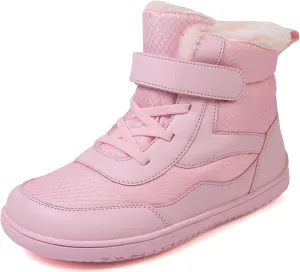 Toddler/Little/Big Kids Barefoot Shoes Girls Boys Winter Wide Toe Box Fur Lined Warm Anti-Slip Minimalist High Top Snow Boots