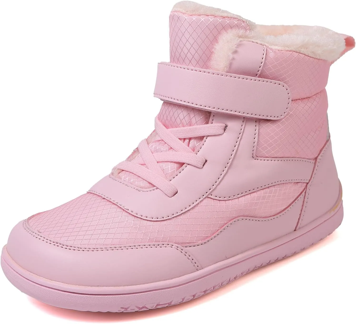 Toddler/Little/Big Kids Barefoot Shoes Girls Boys Winter Wide Toe Box Fur Lined Warm Anti-Slip Minimalist High Top Snow Boots