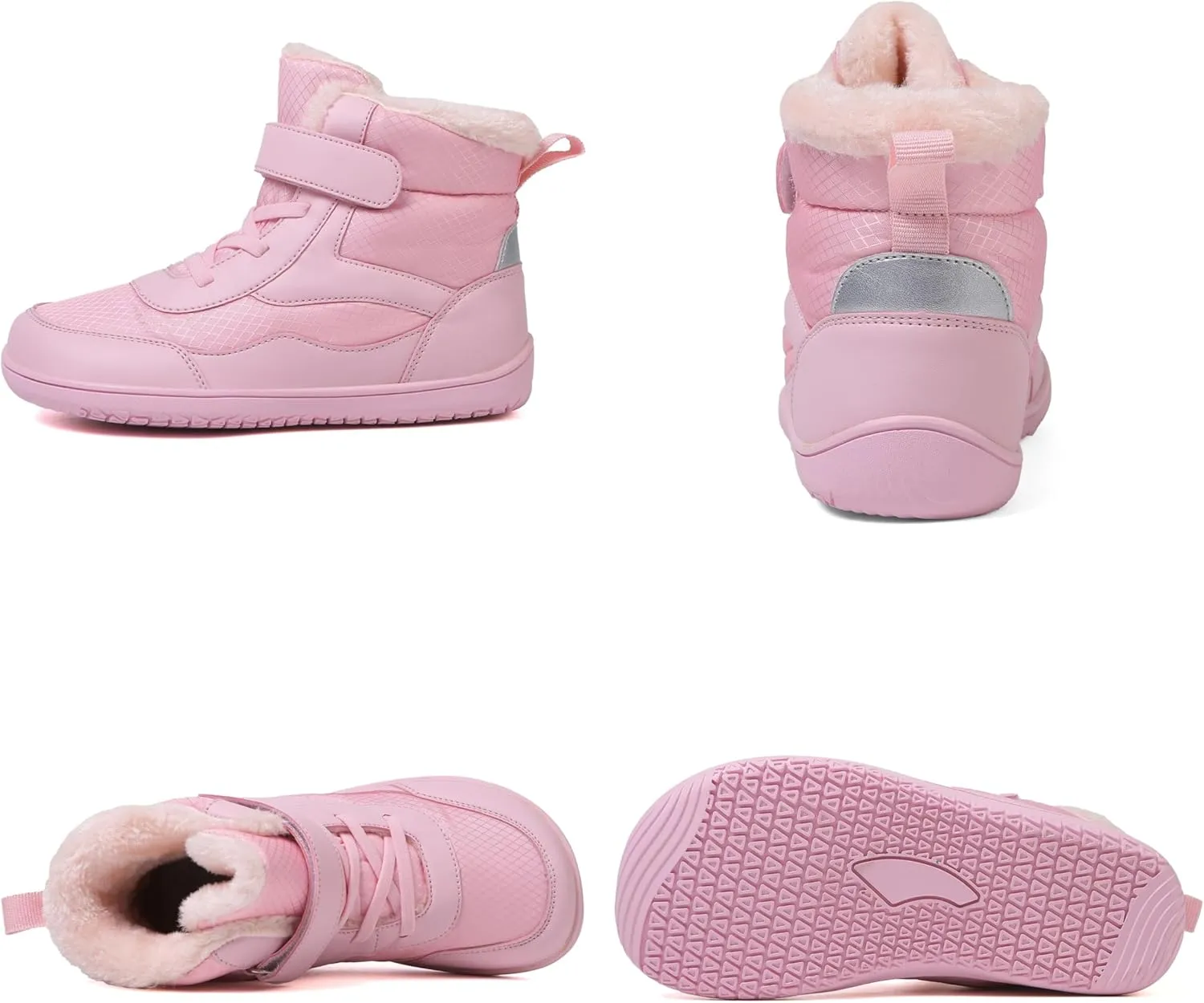 Toddler/Little/Big Kids Barefoot Shoes Girls Boys Winter Wide Toe Box Fur Lined Warm Anti-Slip Minimalist High Top Snow Boots