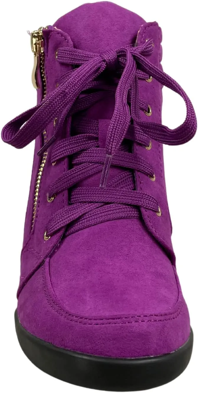 TZ 56 Womens High Top Sneakers Fashion Classic Lace Up Comfortable Wedge Walking Shoes