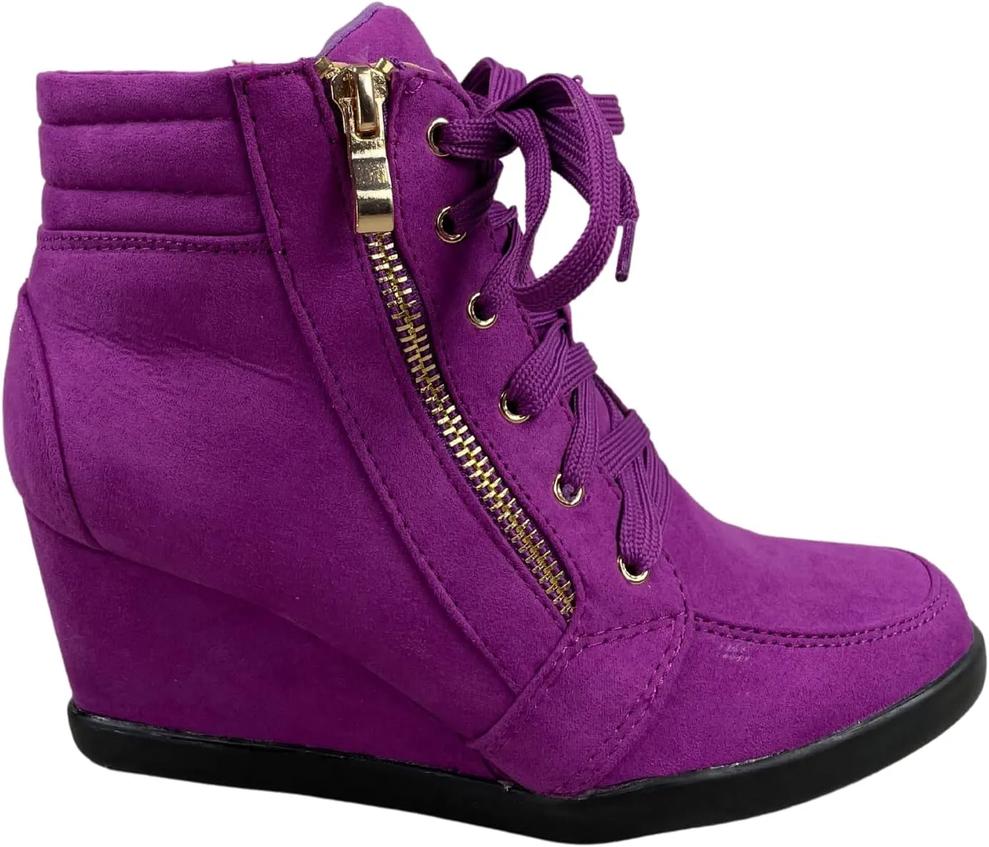 TZ 56 Womens High Top Sneakers Fashion Classic Lace Up Comfortable Wedge Walking Shoes