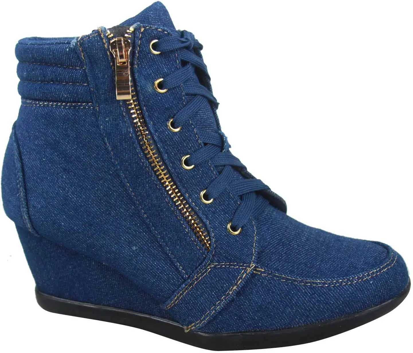 TZ 56 Womens High Top Sneakers Fashion Classic Lace Up Comfortable Wedge Walking Shoes