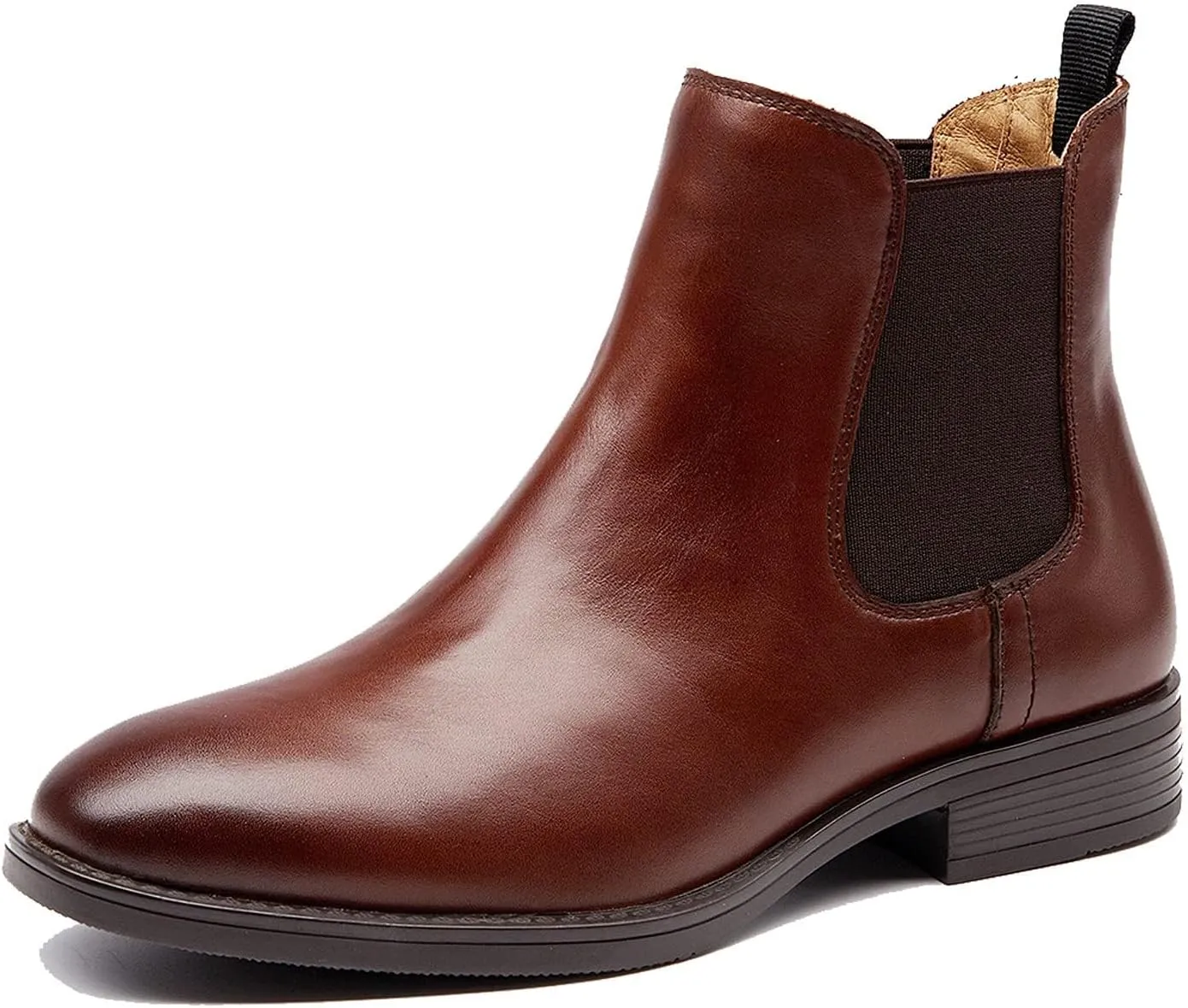 U-lite Womens Fall Winter Comfortable leather Chelsea ankle boots Women bootiesBrown-Affl 5.5