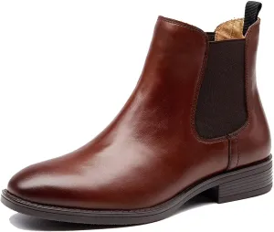 U-lite Womens Fall Winter Comfortable leather Chelsea ankle boots Women bootiesBrown-Affl 5.5