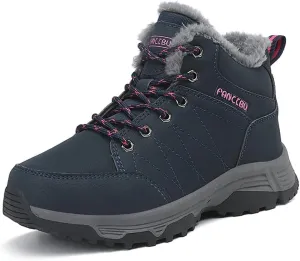 UIKGITP Womens Winter Sport Waterproof Boots Snow Boots Fur Lined Warm Ankle Boots Slip On Stylish Fuzzy Hiking Women Booties
