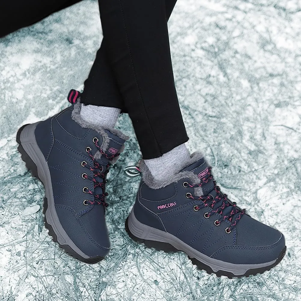 UIKGITP Womens Winter Sport Waterproof Boots Snow Boots Fur Lined Warm Ankle Boots Slip On Stylish Fuzzy Hiking Women Booties