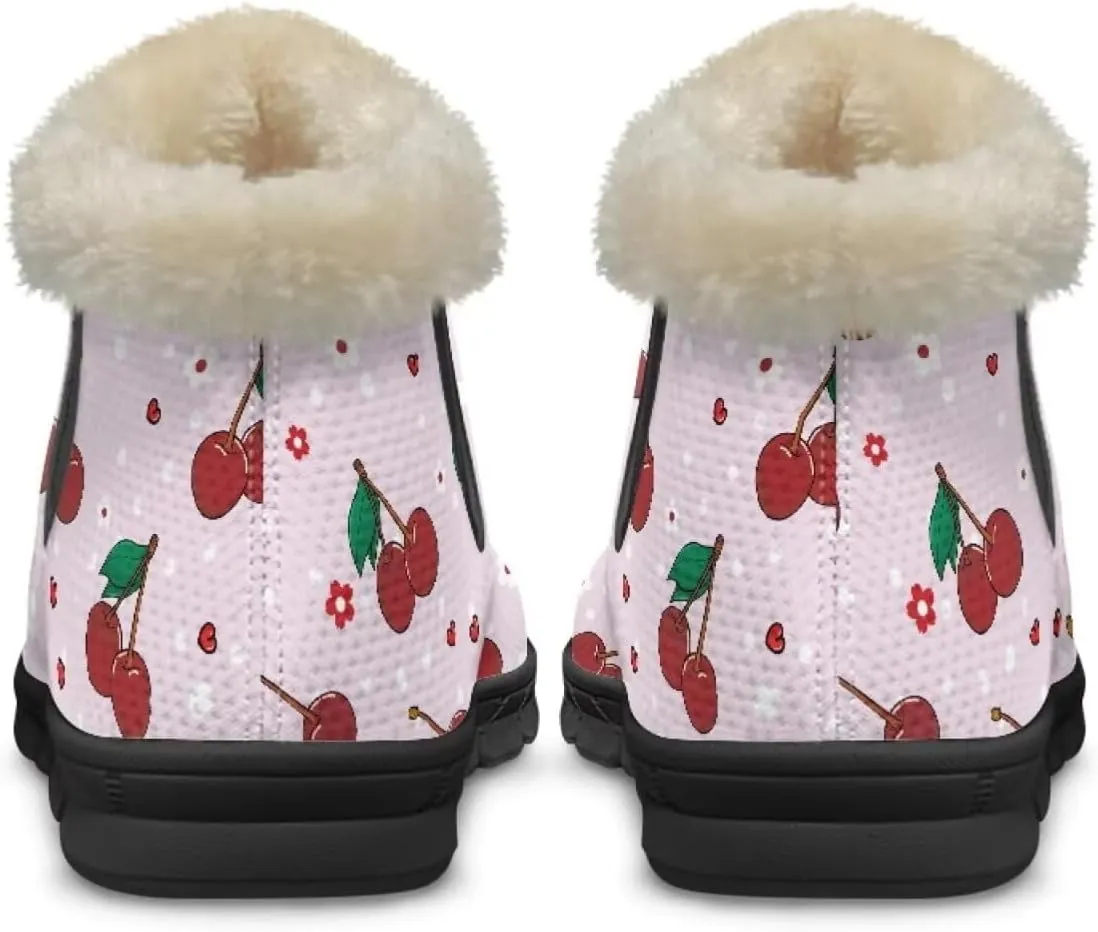 UNICEU Womens Winter Boots Lightweight Faux Fur Lined Booties Warm Snow Boots Flat Slip-on Shoes for Outdoor Walking