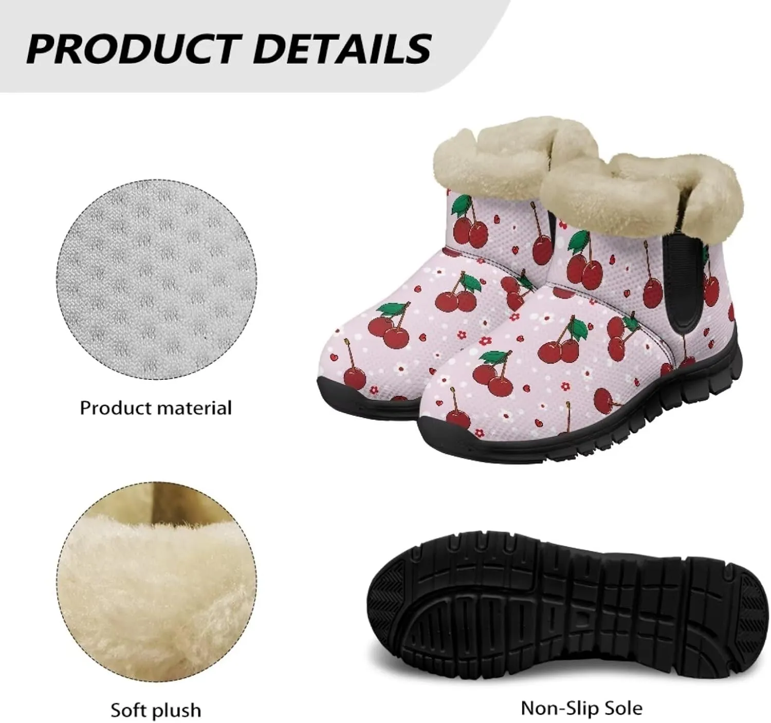 UNICEU Womens Winter Boots Lightweight Faux Fur Lined Booties Warm Snow Boots Flat Slip-on Shoes for Outdoor Walking