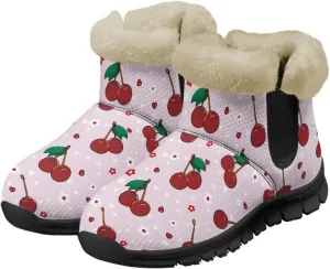 UNICEU Womens Winter Boots Lightweight Faux Fur Lined Booties Warm Snow Boots Flat Slip-on Shoes for Outdoor Walking