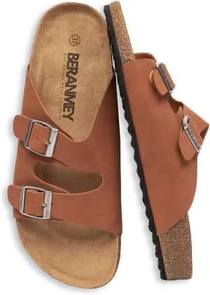 Unisex Sandals for Women & Men - Summer Beach Cork Footbed Slide Sandals with Adjustable Buckle, Slip-On Arch Support Shoes for Vacation/Resort/Indoor Outdoor Slippers
