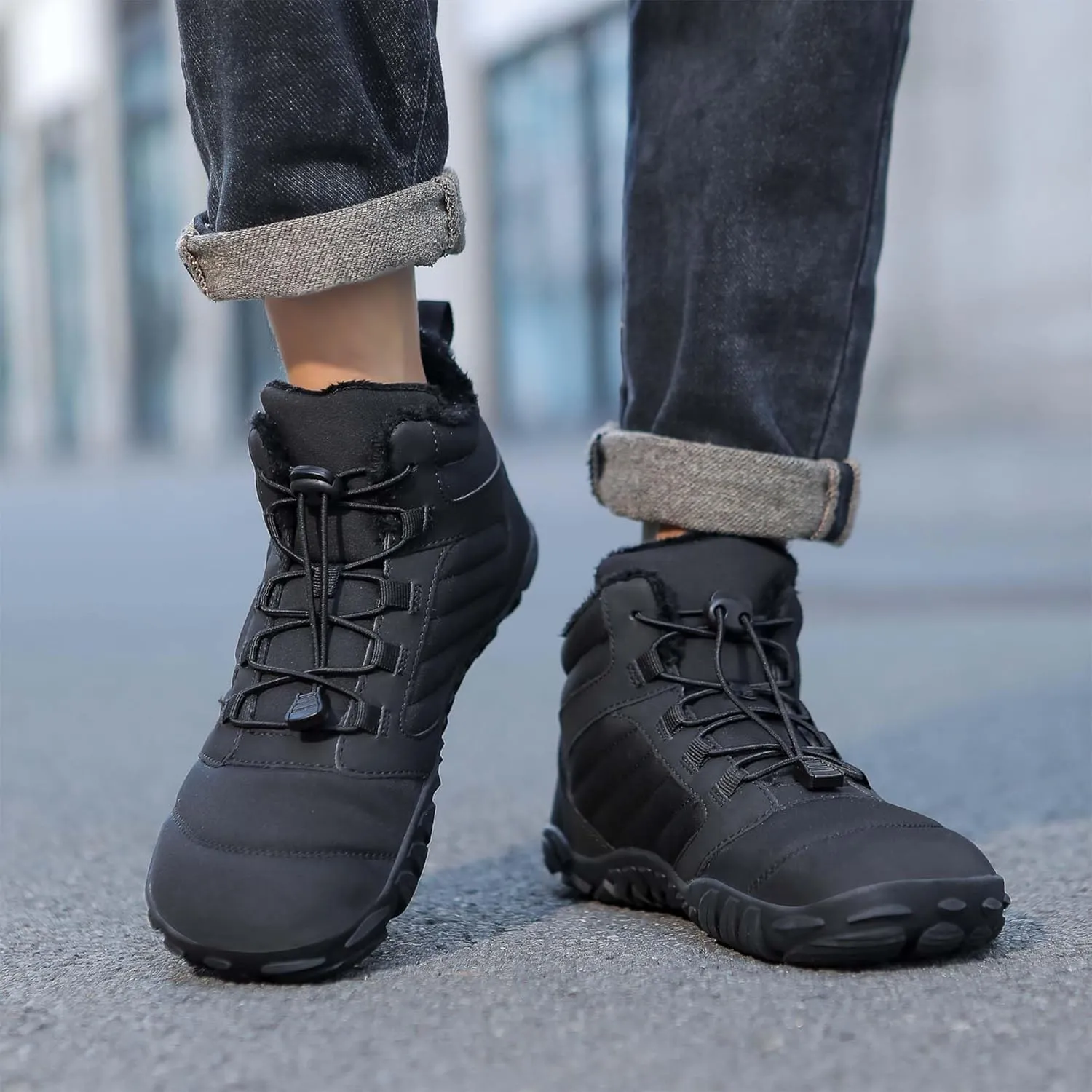 Unisex Winter Snow Sneakers - Solid Color, Slip-Resistant, Warm Fabric-Lined Mesh Upper, Rubber Sole, Cushioned Fabric Insole, Hiking and Walking Shoes for Men and Women