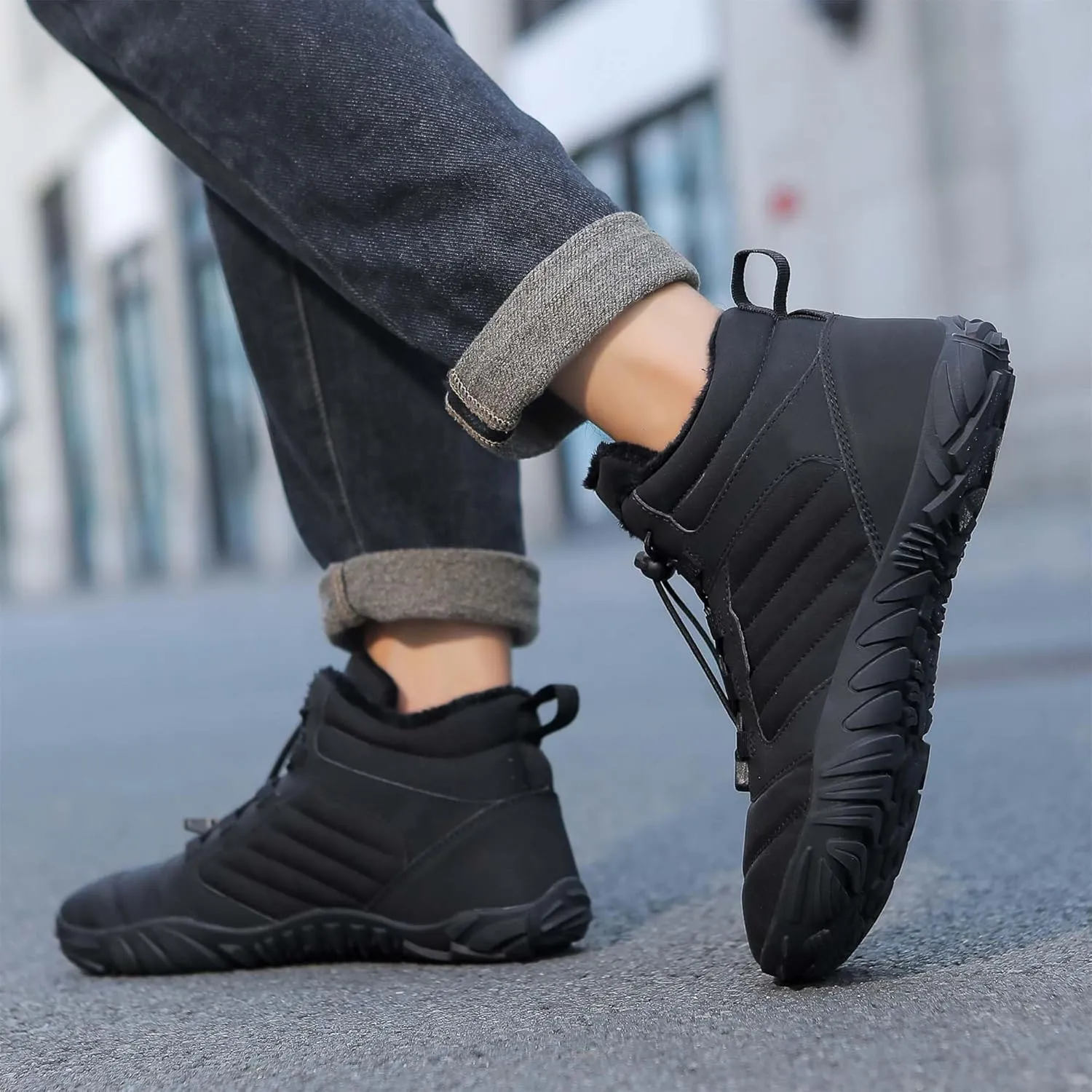 Unisex Winter Snow Sneakers - Solid Color, Slip-Resistant, Warm Fabric-Lined Mesh Upper, Rubber Sole, Cushioned Fabric Insole, Hiking and Walking Shoes for Men and Women