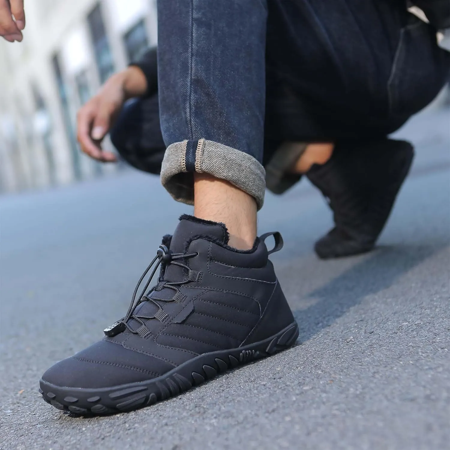 Unisex Winter Snow Sneakers - Solid Color, Slip-Resistant, Warm Fabric-Lined Mesh Upper, Rubber Sole, Cushioned Fabric Insole, Hiking and Walking Shoes for Men and Women