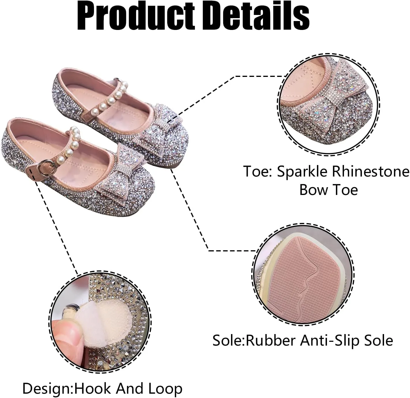 Unybwonn Sparkle Shoes Ballet Flats for Girls Leather Princess Party Girls Shoes Soft and Wear-Resistant for Wedding Flower Girl