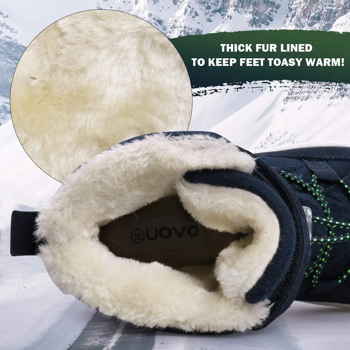 UOVO Boys Winter Snow Boots - Waterproof, Warm, Slip Resistant Outdoor Boots for Kids (Little/Big Boys)