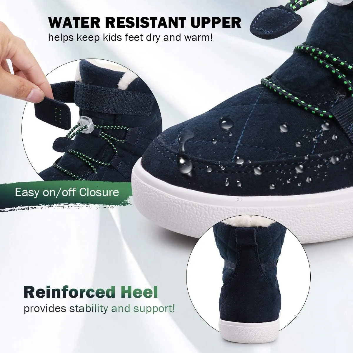 UOVO Boys Winter Snow Boots - Waterproof, Warm, Slip Resistant Outdoor Boots for Kids (Little/Big Boys)