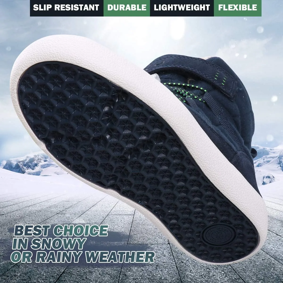 UOVO Boys Winter Snow Boots - Waterproof, Warm, Slip Resistant Outdoor Boots for Kids (Little/Big Boys)