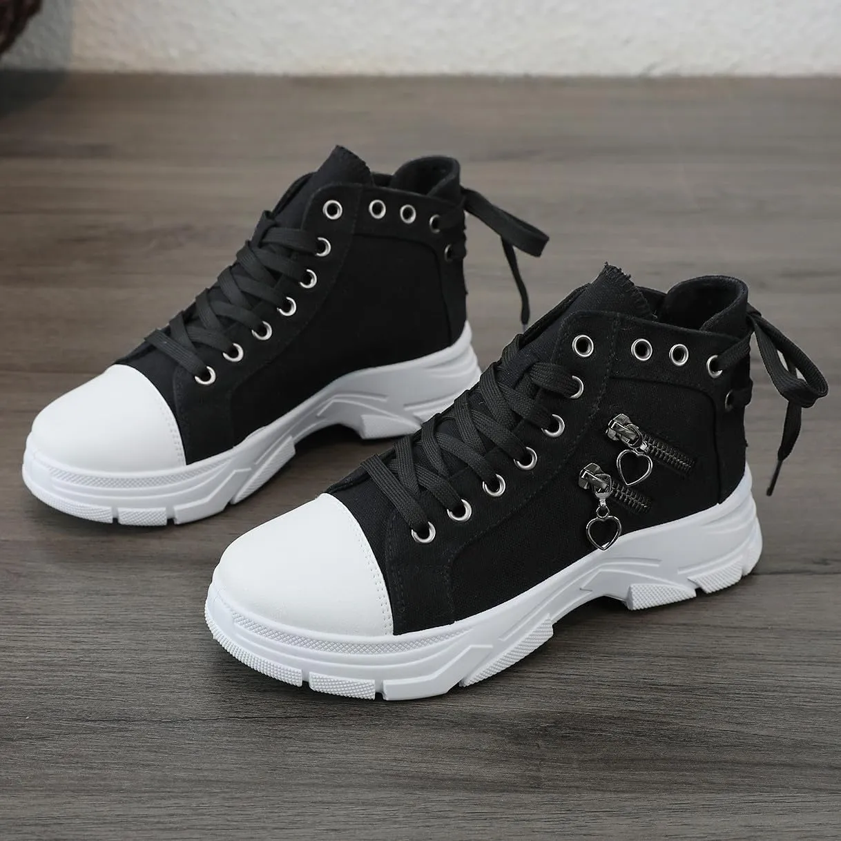 VAXAV Women's Lightweight High Top Platform Canvas Sneakers Breathable Walking Shoes