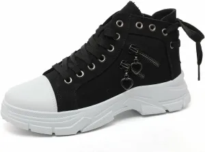 VAXAV Women's Lightweight High Top Platform Canvas Sneakers Breathable Walking Shoes