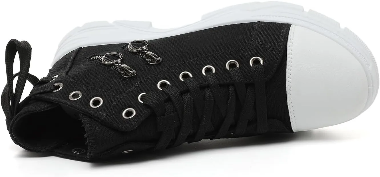 VAXAV Women's Lightweight High Top Platform Canvas Sneakers Breathable Walking Shoes