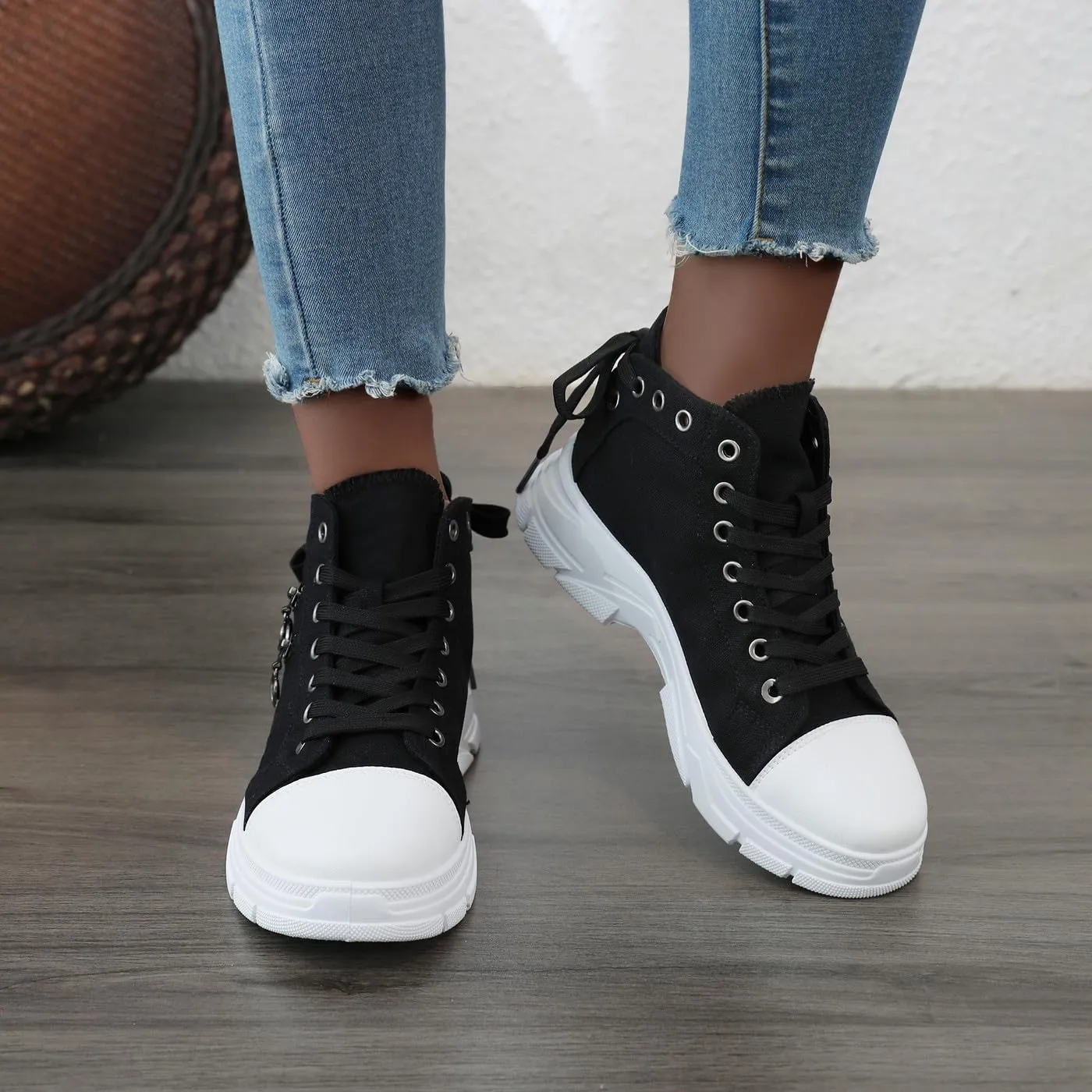 VAXAV Women's Lightweight High Top Platform Canvas Sneakers Breathable Walking Shoes