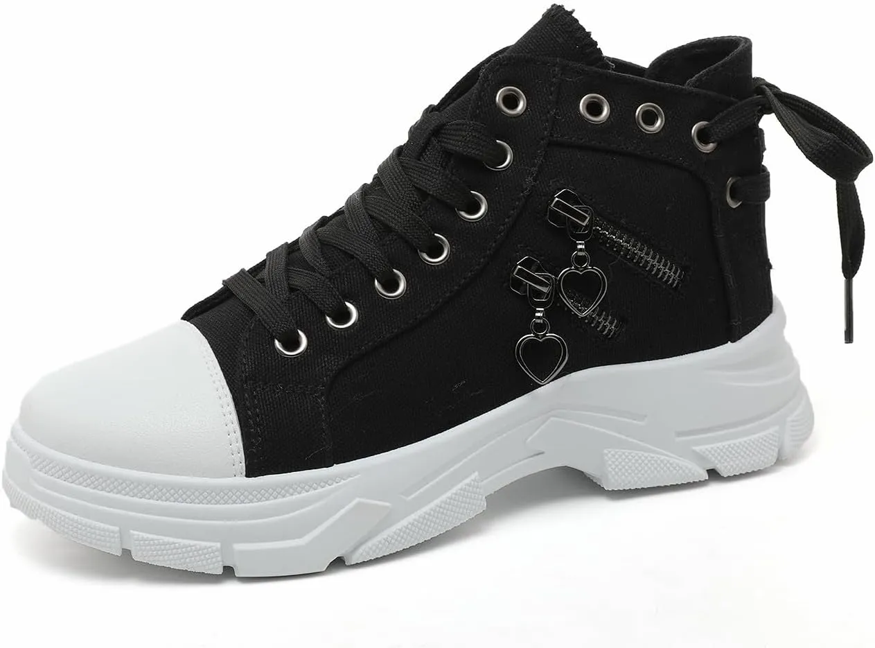 VAXAV Women's Lightweight High Top Platform Canvas Sneakers Breathable Walking Shoes