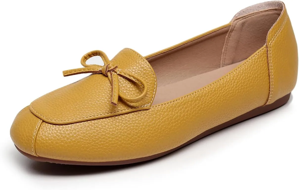 VenusCelia Women's Bowknot Wide Flat Shoe
