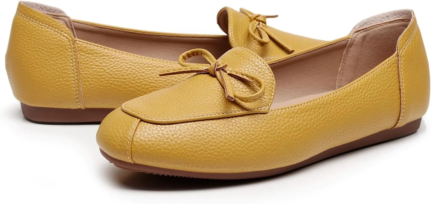 VenusCelia Women's Bowknot Wide Flat Shoe